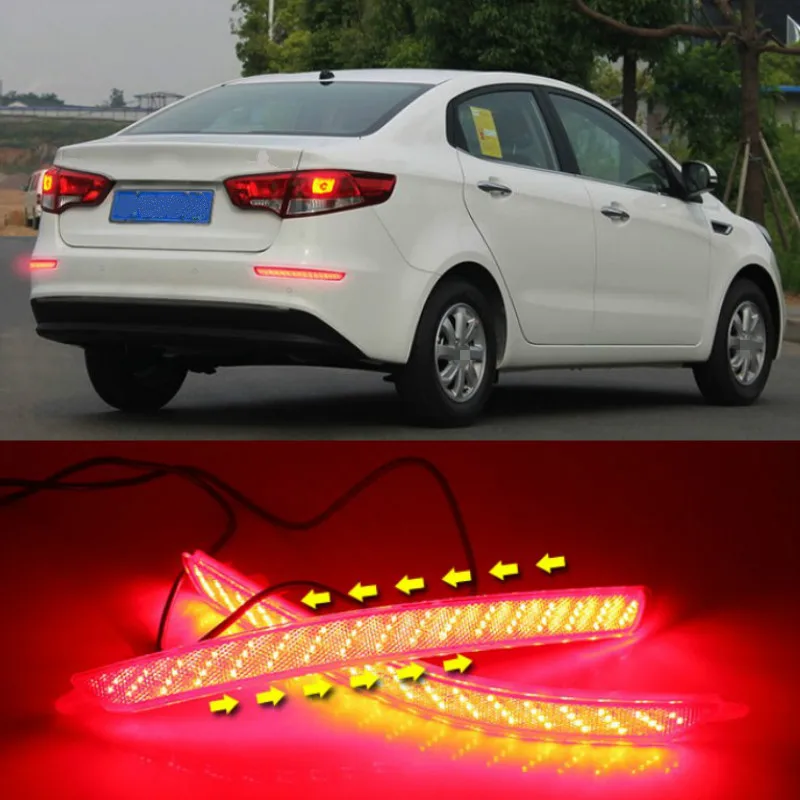 

2Pcs LED Rear Bumper Reflector Car Tail Light Fog Lamp Braking Driving Car Accessories For Kia Rio K2 Sedan 2015 2016