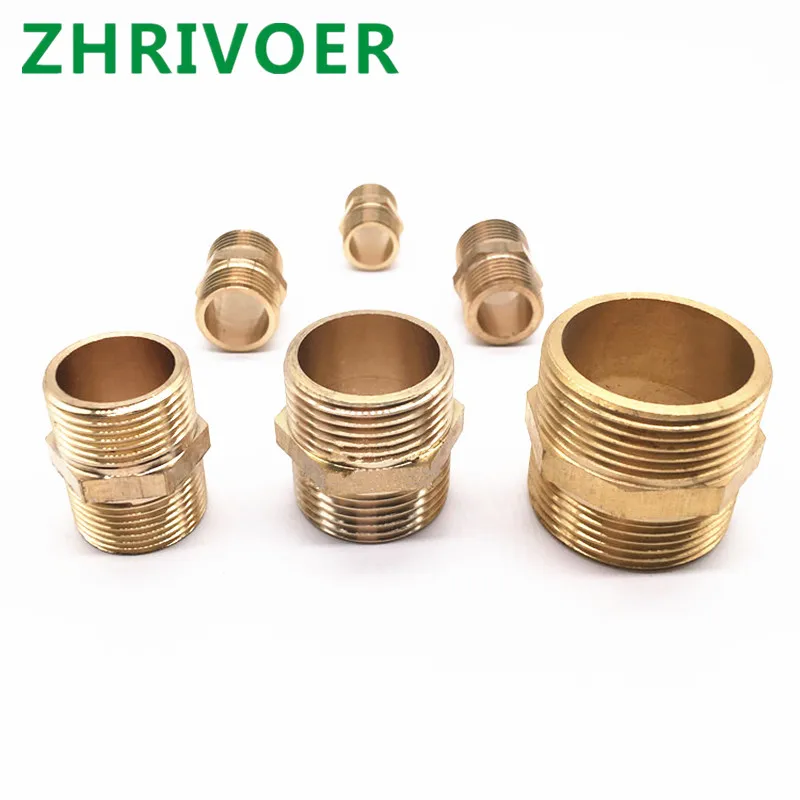Латунный штуцер для труб с шестигранной головкой, быстрый адаптер 1/8 дюйма 1/4 дюйма 3/8 дюйма 1/2 дюйма 3/4 дюйма 1 дюйм, наружная резьба BSP, соединитель для воды, масла и газа