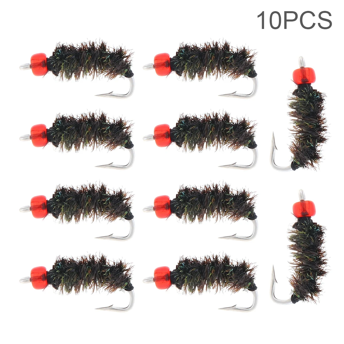 

16# 10pcs Floating Insect Fly Files Fishing Lure Artificial Fishing Bait Feather Single Hook Carp Stream Fishing Wet Bug Worm