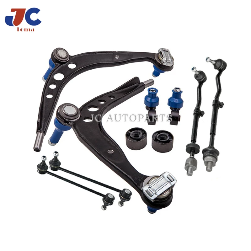 10 PCS/SET Auto Suspension Control Arm Kits For BM-W E30 Front Lower Control Arms Ball Joint Tie Rod 31121127725 31121127726