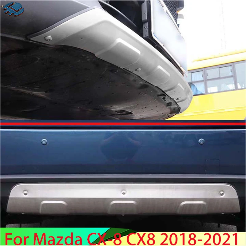 For Mazda CX-8 CX8 2018 2019 2020 2021 Car Accessories Stainless Steel Front and Rear Bumper Skid Protector Guard Plate