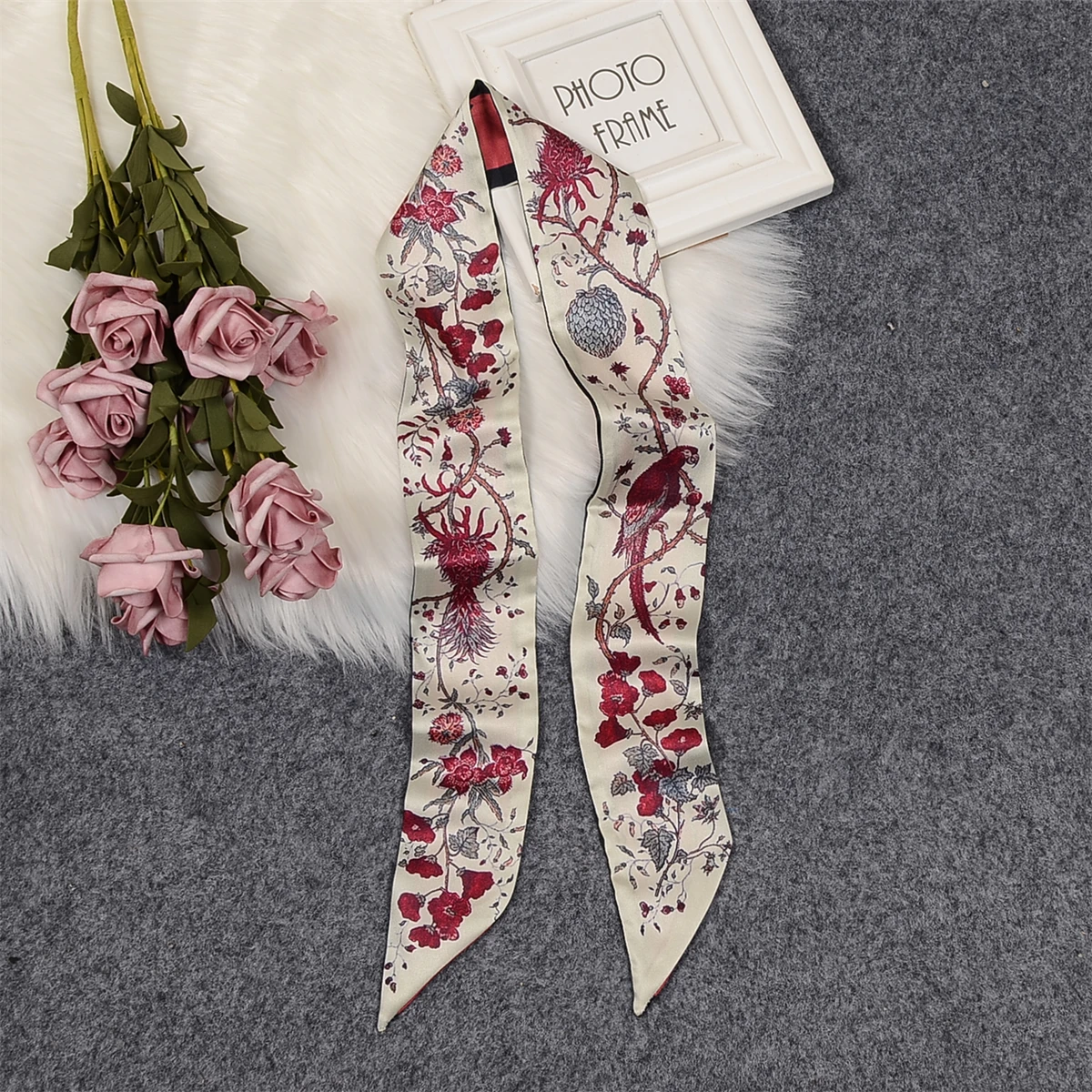 Flower Room Parrot Brand Scarf Women Silk Scarf Skinny Bag Scarves 2023 Design Wrist Towel Foulard Neckerchief Headband For Lady