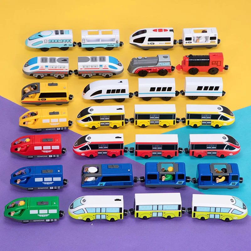 Kids RC Electric Trains Locomotive Magnetic Train Diecast Slot Toy Fit For Brio Wooden Railway Train Tracks Toys For Children