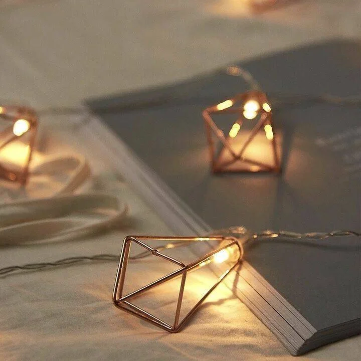 10 LED Retro Meral Battery LED Fairy Light Diamond Lantern Christmas String Lights for Patio Wedding Holiday Decoration