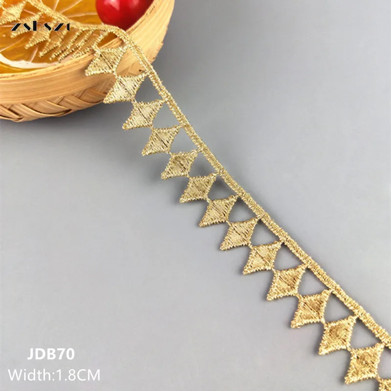 zsbszc, neu, 10 Yards, Breite 1,8 cm, aufgenähte goldfarbene Spitze, Spitzenband, zum Selbermachen, Bekleidungszubehör, Makramee, Stickspitze, kostenloser Versand, JDB70. – Detail 4