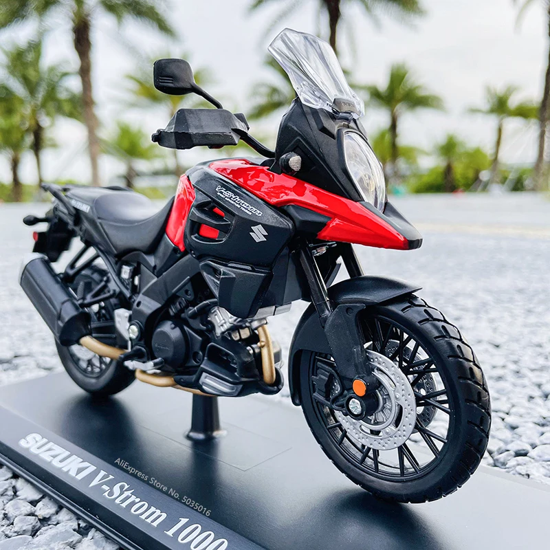 Maisto 1:12 Suzuki v-strom con base de aleación, motocicleta todoterreno, modelo de fundición a presión autorizado genuino, regalo de colección de