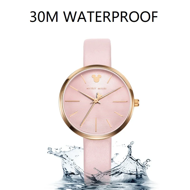 Disney Top Brand Original Womens Watches Mickey Mouse Leather Quartz Ladies Clock Fashion Waterproof Female Girls Party New Gift