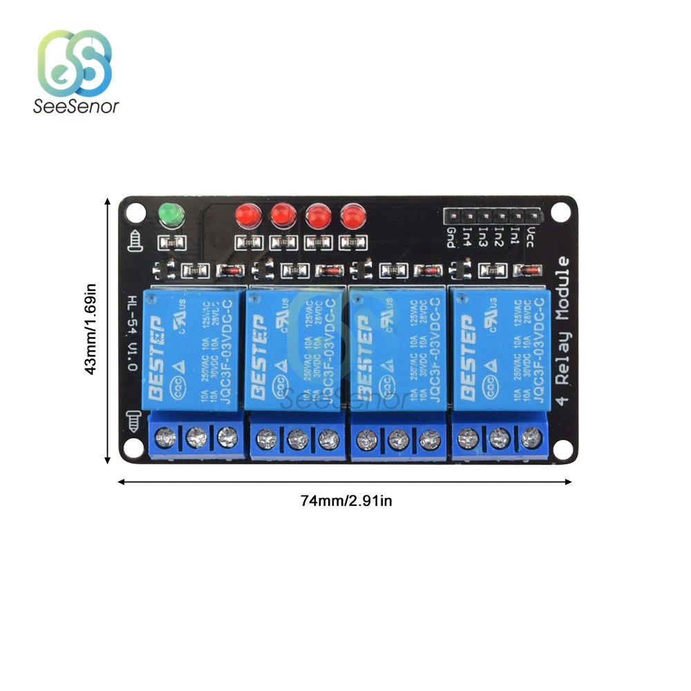 1PCS 4 Channel DC 3V 5V 12V Relay Module Board 3.3V Low Level Trigger with Lamp