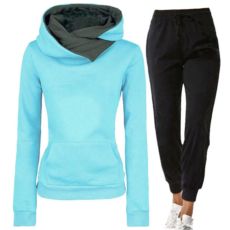 

Casual Tracksuit Women 2 Pieces Sets Hoodies Sweatshirt and Pants Suits Pullover Hooded Trousers Autumn Spring Outfits Female