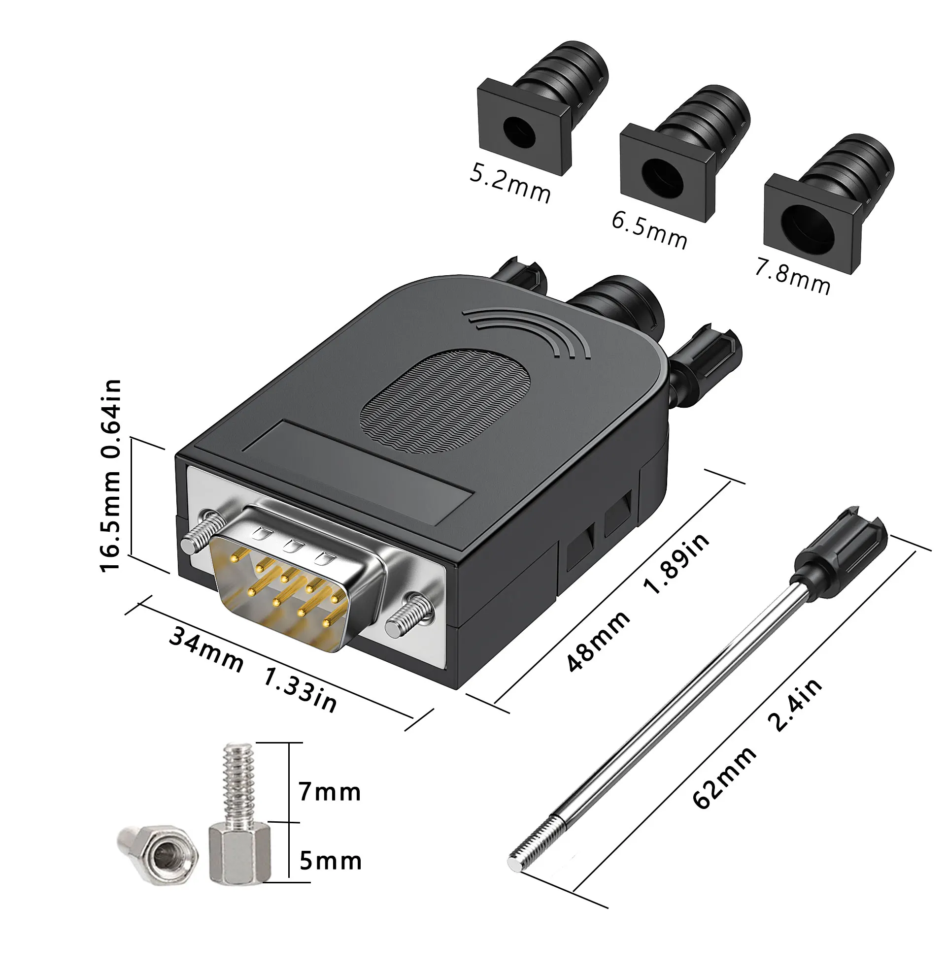 Conector DB9 rs232 485 422, adaptador de serie [capó de plástico]