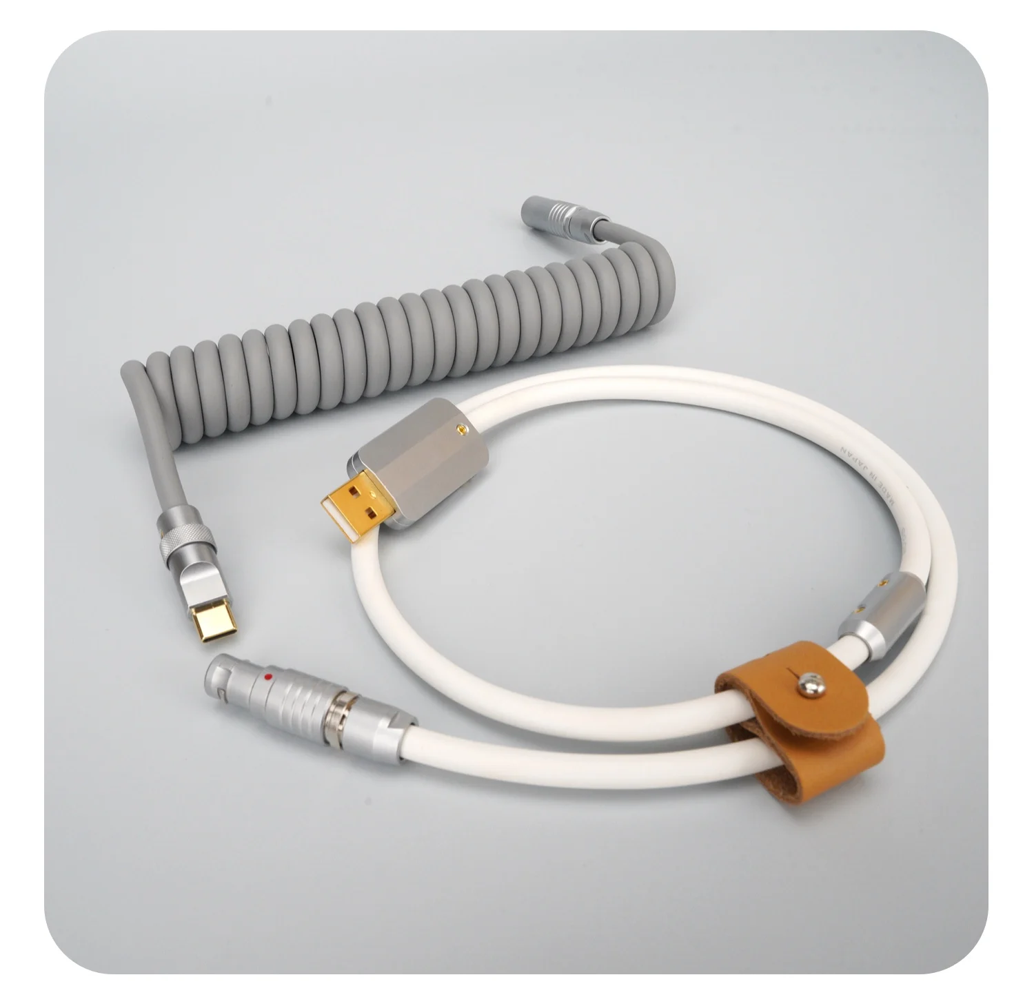 Feito à mão personalizado teclado cyberboard dados linha espiral traseira aviação plug super elástico borracha cinza