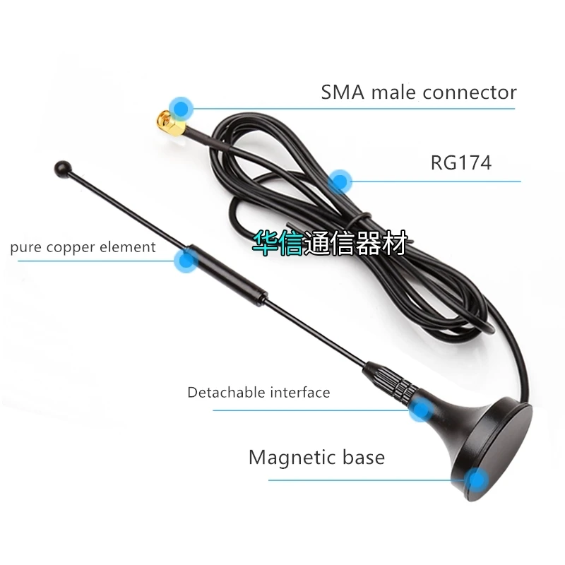 2 piece 433MHz small sucker antenna waterproof Omnidirectional high gain 7DBi pure copper element SMA male connector 1.5m/3m cab
