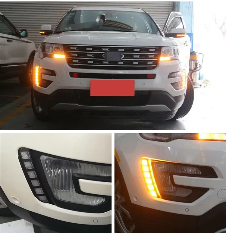 LED Front Fog Lamp Daytime Running Light Turning Light 2 Function  For Ford Explorer 2016 2017  Accessories