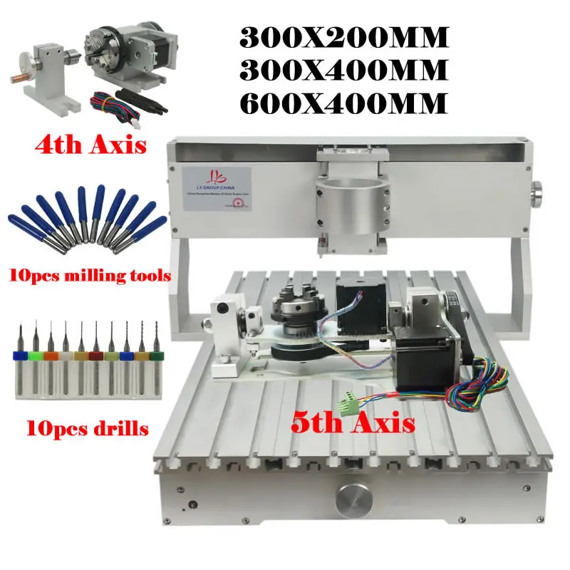 

Diy Mini CNC Frame 6040 3040 3020 5 Axis 4 Axis for CNC Metal Wood Router Aluminum Milling Engraving Machine with Motors