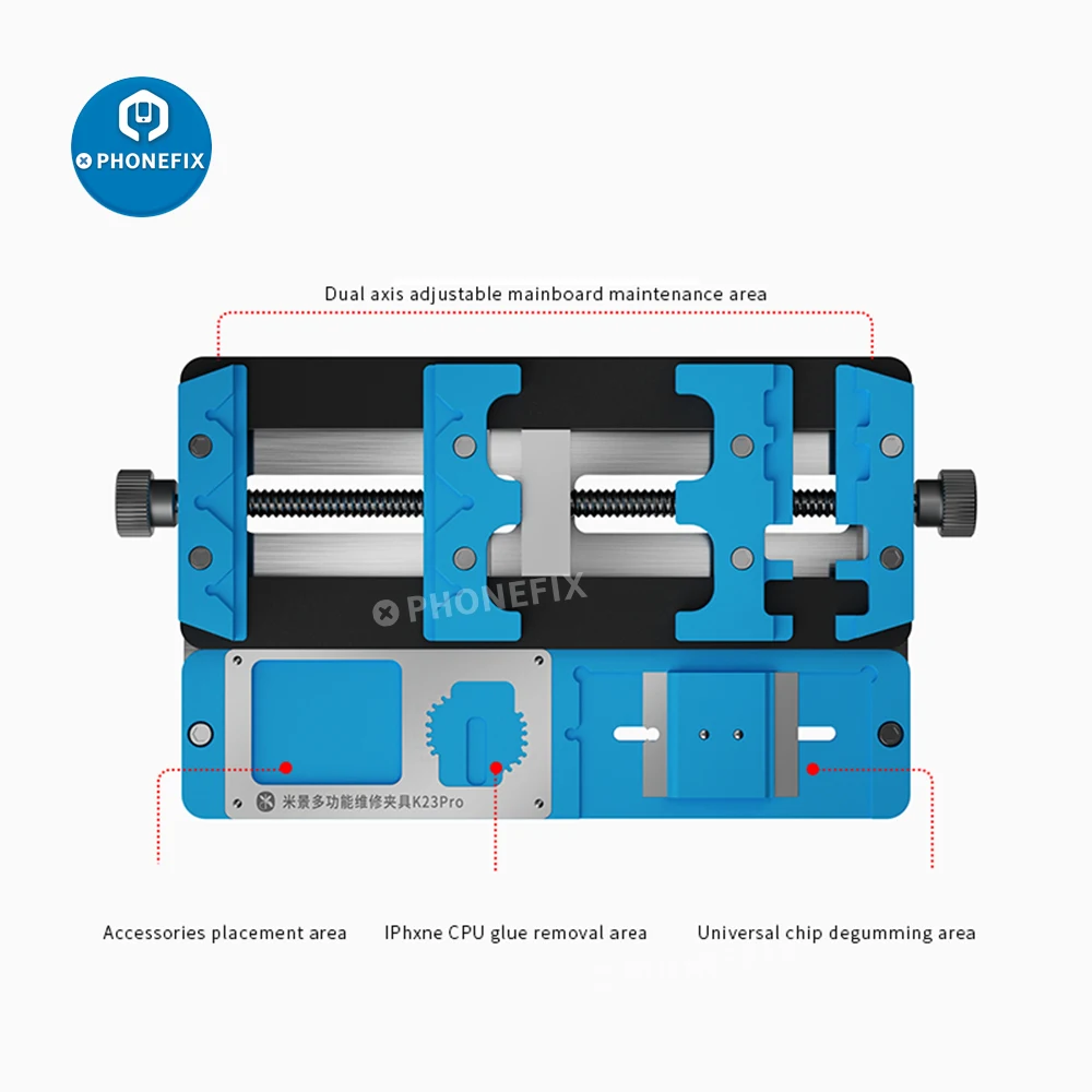 Mijing K23 Pro المزدوج رمح PCB تركيبات مجلس لحام إصلاح حامل للهاتف المحمول اللوحة إصلاح تركيبات حقيبة الغراء إزالة