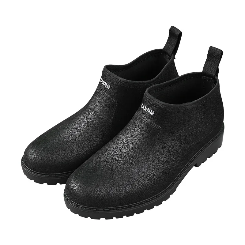 Rain Shoes Men\'s Winter Woolen Cotton Low Top Fashion Warm Rain Boots Anti-slip Fishing Shoes Rain Shoes Men Short Rubber Boots