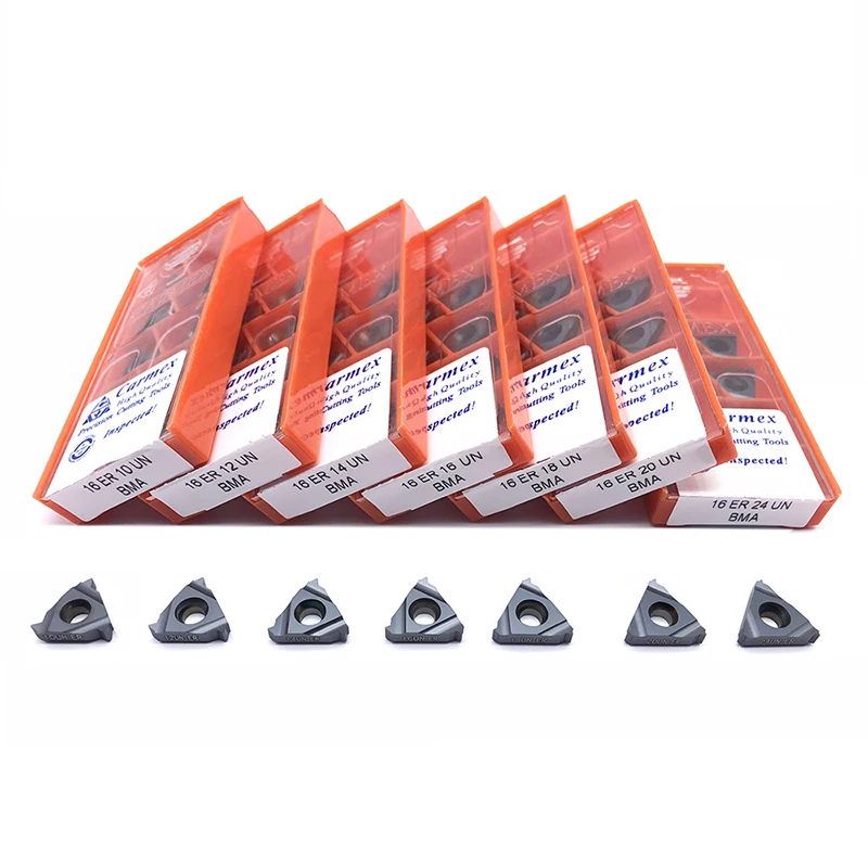10 stück 16ER 16IR 8UN 10UN 12UN 14UN 16UN 18UN 20UN BMA CNC Hartmetall Einfügen Drehmaschine Drehen CNC Interne Gewinde einsatz Werkzeug