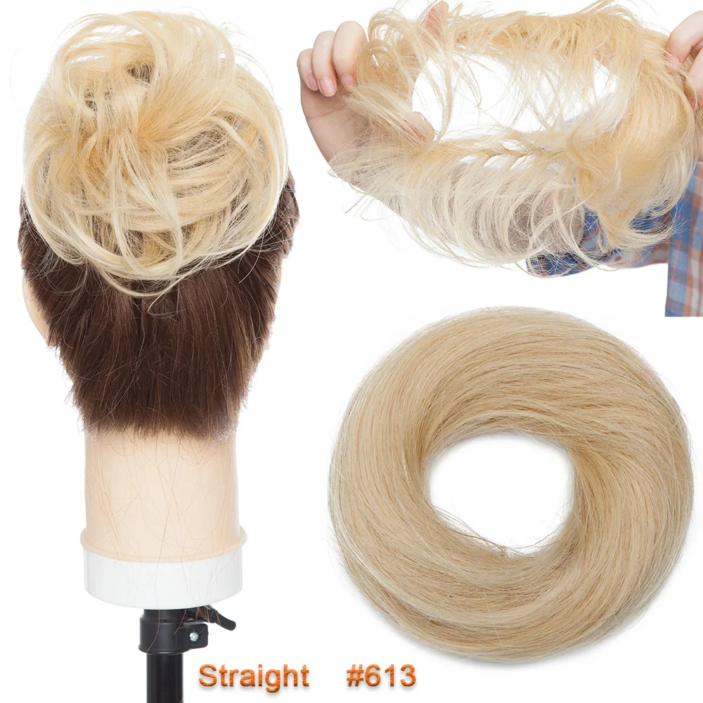 SEGO 100% Menschliches Haar Brötchen Elegante Chignon Scrunchies Haarpferdeschwanz Gerade Donut Updo Haar Stück Für Frauen 17g – Detail 14