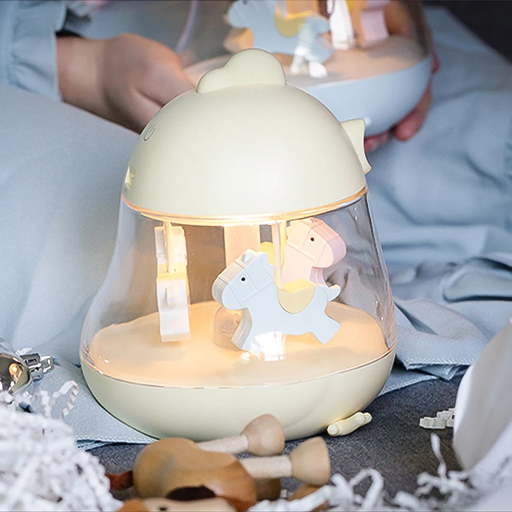 Creative Carousel Music Light LED Colorful Night Light Usb Charging Bedroom Bedside Lamp Christmas and New Year Birthday Gift