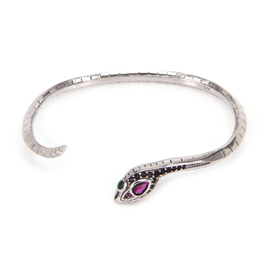 HEMISTON Platinum Plating TS Style Retro pattern  Silver-color Snake Bracelet , Rebel Heart Bracelet For Men Women Gift TS