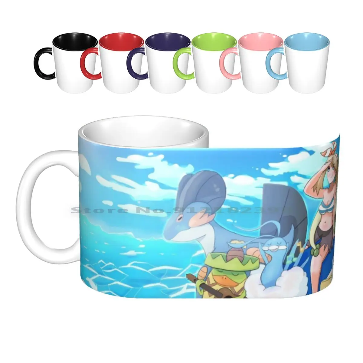 Sapphire Team Mural ( Kaminaplays ) Ceramic Mugs Coffee Cups Milk Tea Mug Sapphire Ruby Emerald May Swampert Ludicolo Altaria