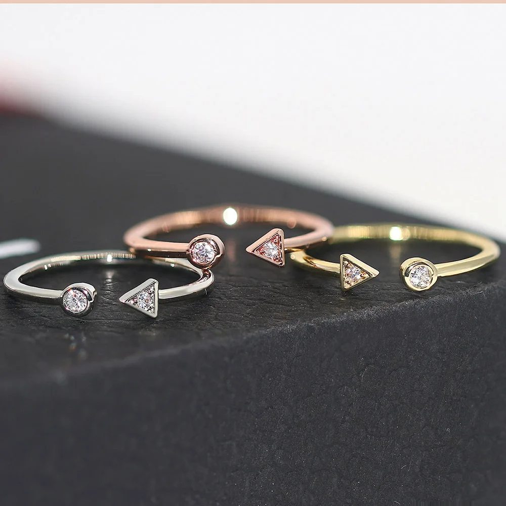 ZHOUYANG Dainty Ring For Women Girls Simple Geometric Arrow Rose Gold Color Open Finger Ring Daily Gifts Fashion Jewelry R922