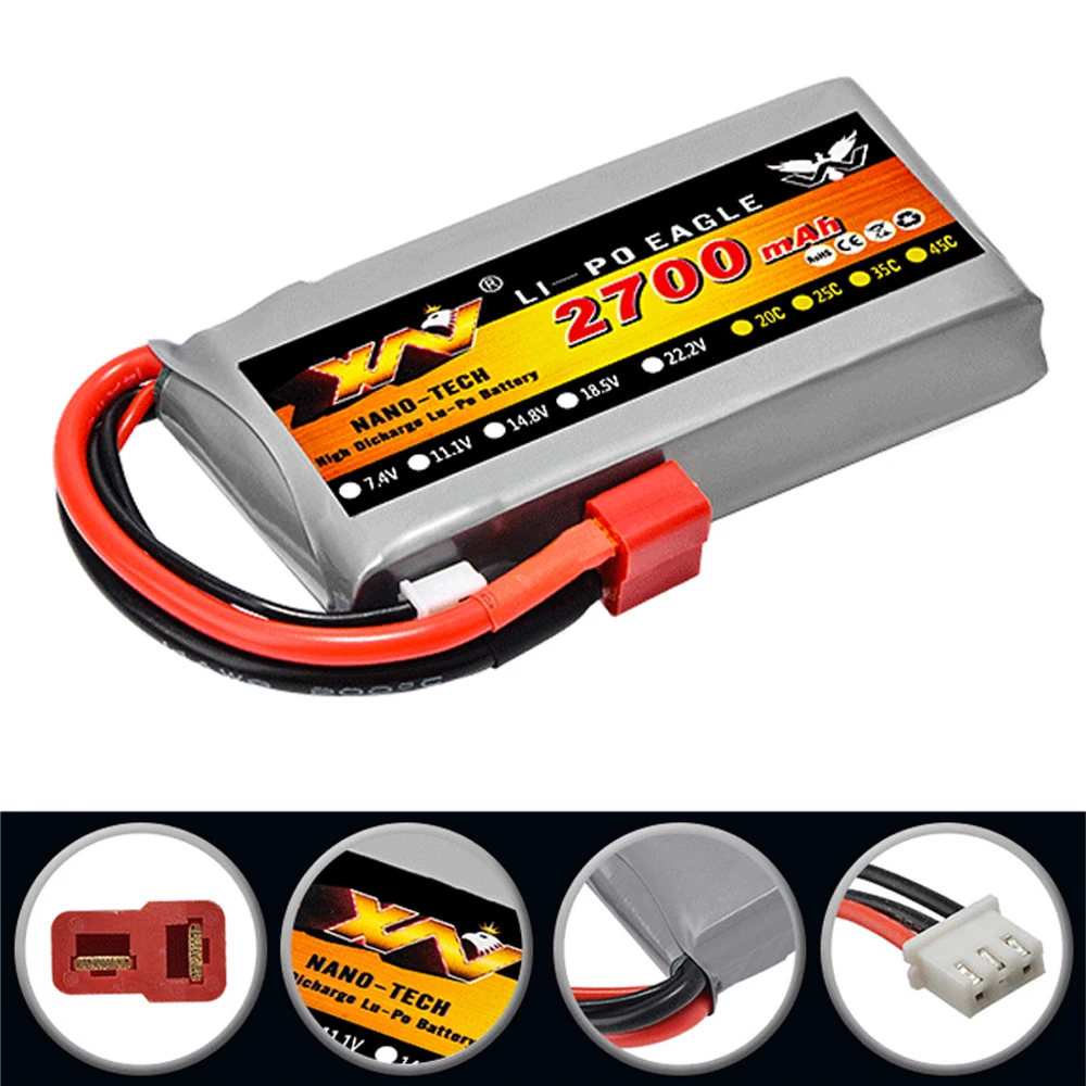 YW Power 7.4V 2S 2700mAh 40C Max 60C akumulator do RC Lipo T/JST/XT60 wtyczka do WLTOYS 12428 12423 1/12 RC Model ciężarówki