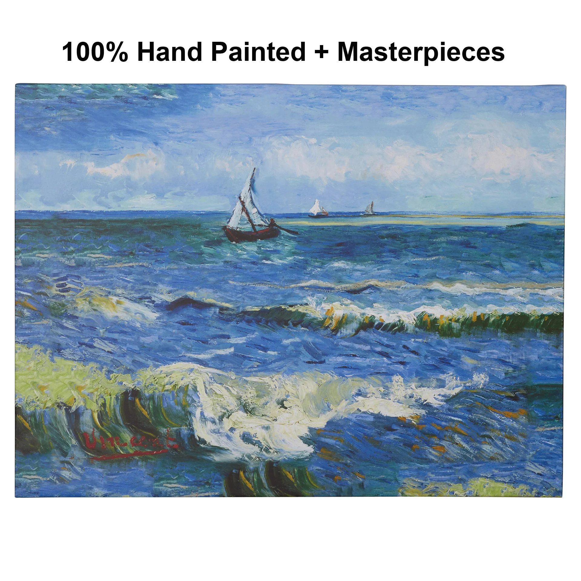 Seascape Wall Art Canvas Picture Living Room Decor High Quality Van Gogh Painting Saintes Maries Handmade Modern Artwork Blue