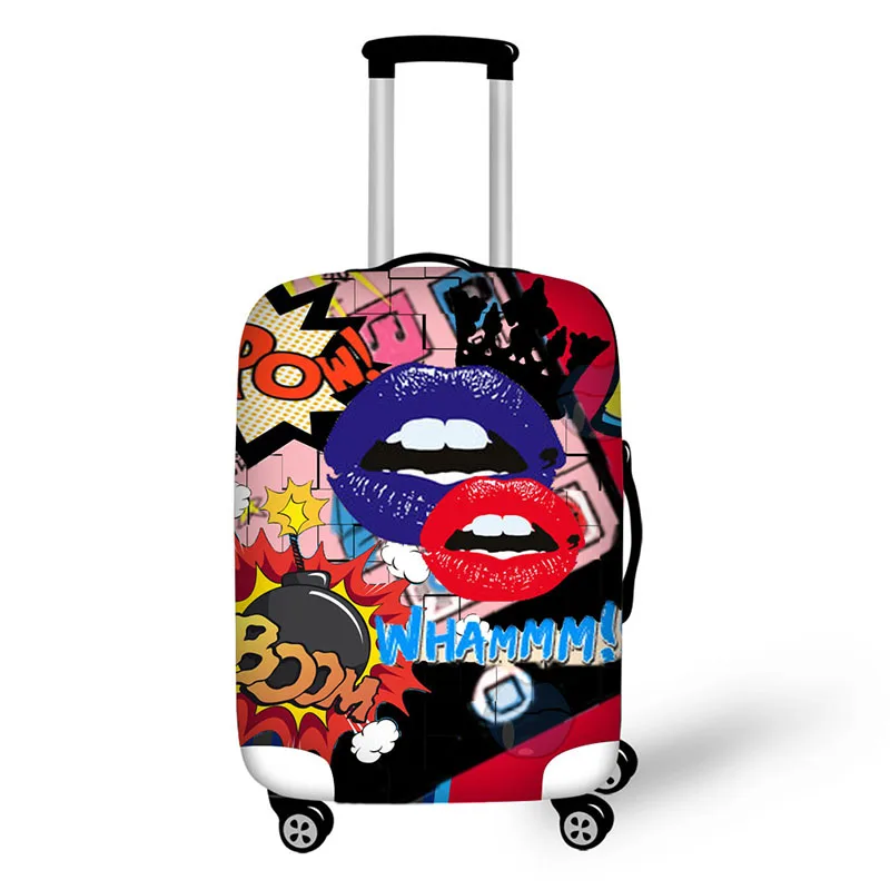 Hand-drawn comics pattern print travel luggage suitcase protective cover stretch waterproof portable luggage covers rain cover