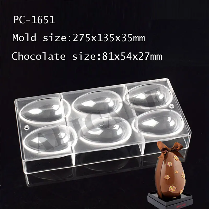 Chocolate Mold Polycarbonate Happy Easter Egg Chocolate Mould Cake Decoration Form Smooth Egg Confectionery Baking Bakery Tools