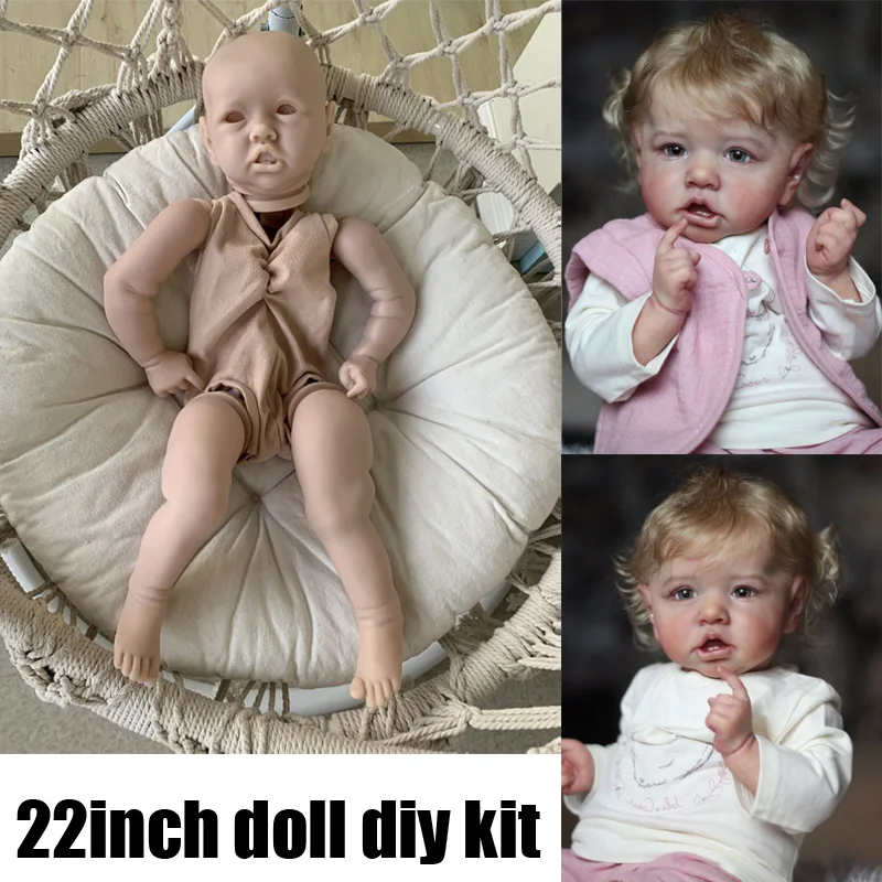 Reborn Kit 22 Inch Reborn Realistic Baby Vinyl Kit Saskia Unpainted Unfinished Unassemble Doll Part DIY Blank Doll Kit Drop Ship