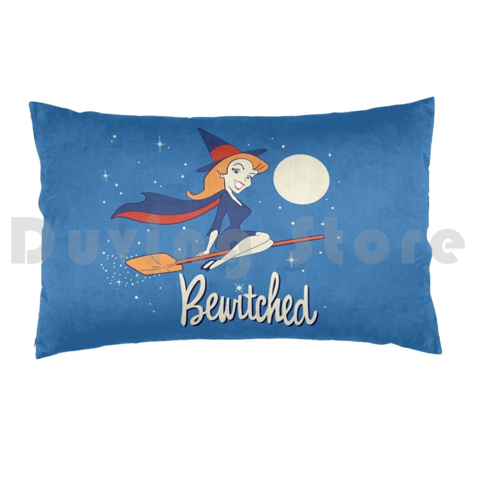 Vintage Bewitched Pillow Case Printed 35x50 Bewitched Bewitch Witch Witches Broom 60s Sixties Flying Broom