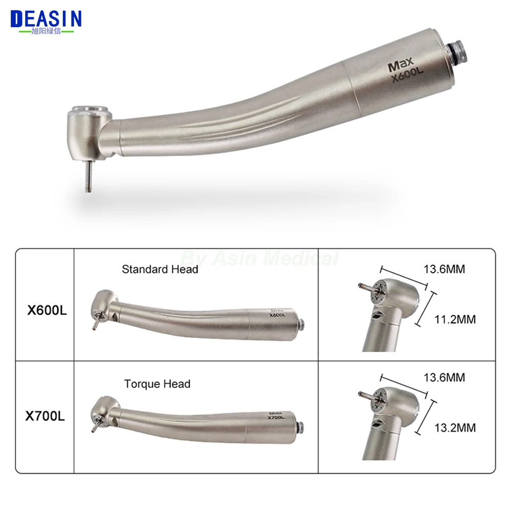 Dental Lab Equipment X600L X700L High Speed Ceramic Bearing Handpiece Air Turbine Standard Push Button Head With Optic Fiber