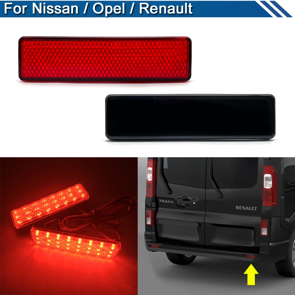 2Pcs LED Rear Bumper Reflector Warning Light For Nissan Primastar NV300 Opel Vauxhall Renault Master Trafic Braking Brake Light