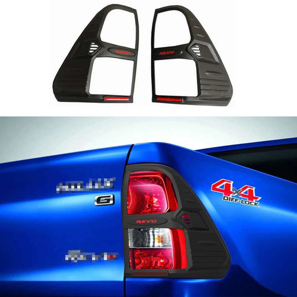 

Car Exterior Rear Lamp Hoods Black Matte Tail Light Decoration Cover Fit For Toyota Hilux REVO 2015 2016 2017 2018 2019 2020