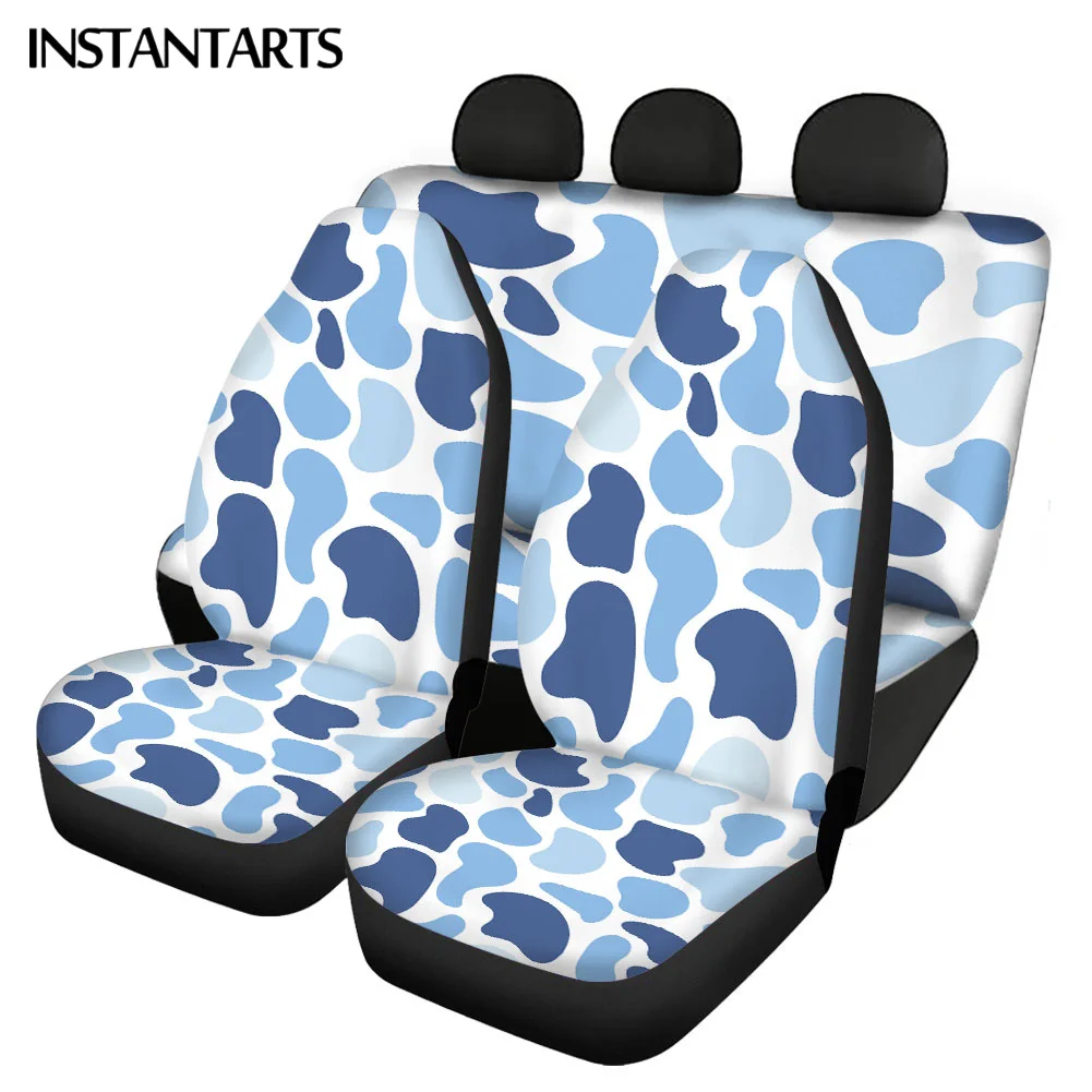 

Универсальные чехлы INSTANTARTS для автомобильных сидений, однотонные, с рисунком коровы, моющиеся, полный комплект
