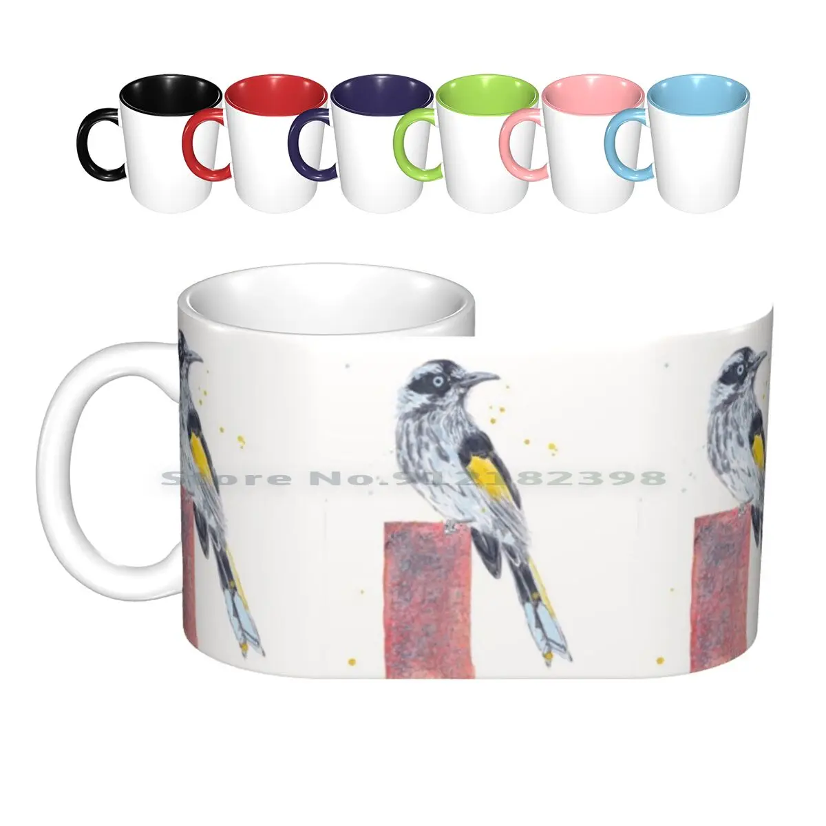 Honey Eater Ceramic Mugs Coffee Cups Milk Tea Mug Bird Honey Eater Honey Eater Honey Eater Australia Australian Nature Avian