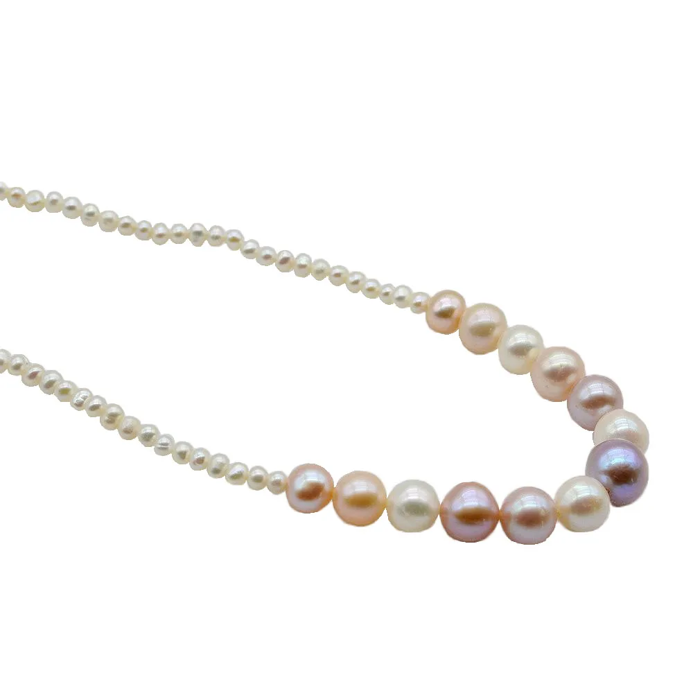 

Fashion Rainbow Pearl Necklace Size Gradient Necklace Natural Freshwater Pearl Round Wedding Jewelry Bridal Supplies