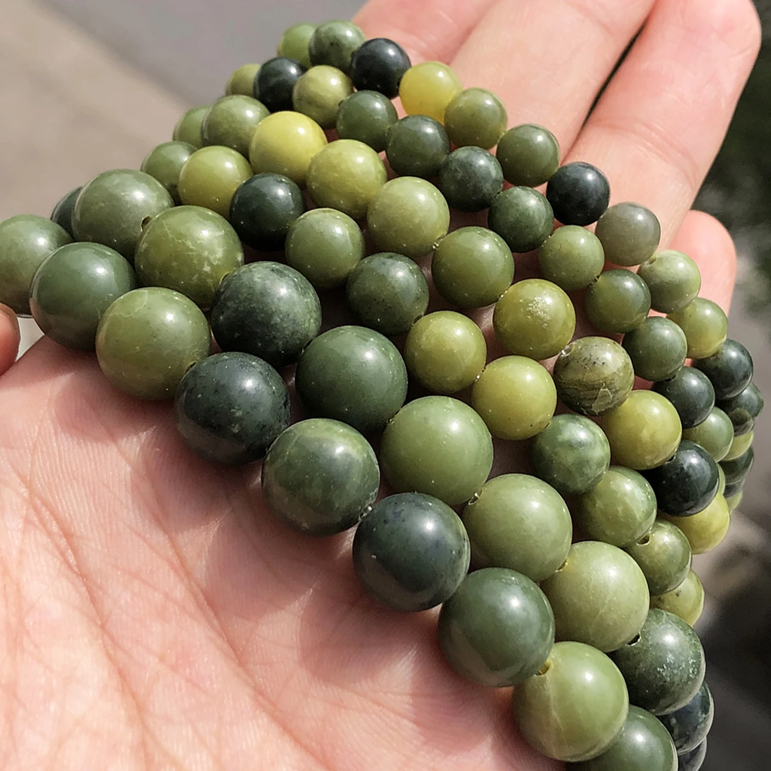 6/8/10/12mm Natural Stone Canadian Green Jades Beads Round Loose Beads For Jewelry Making DIY Charm Bracelet Accessories 15