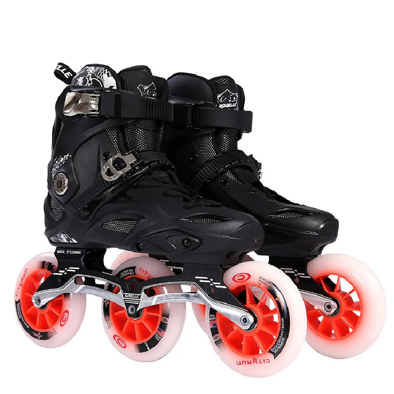 New Arrival ROSELLE RX6 Street Speed Fight Race 110mm Big Wheel Fast Speed Inline Roller Skates 3X110 Single Line CITYRUN 85A PU