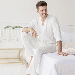 Męskie żakardowe białe Onesie jednoczęściowe piżamy Pantsuit Lounge Wear Homewear Romper kombinezon kombinezon