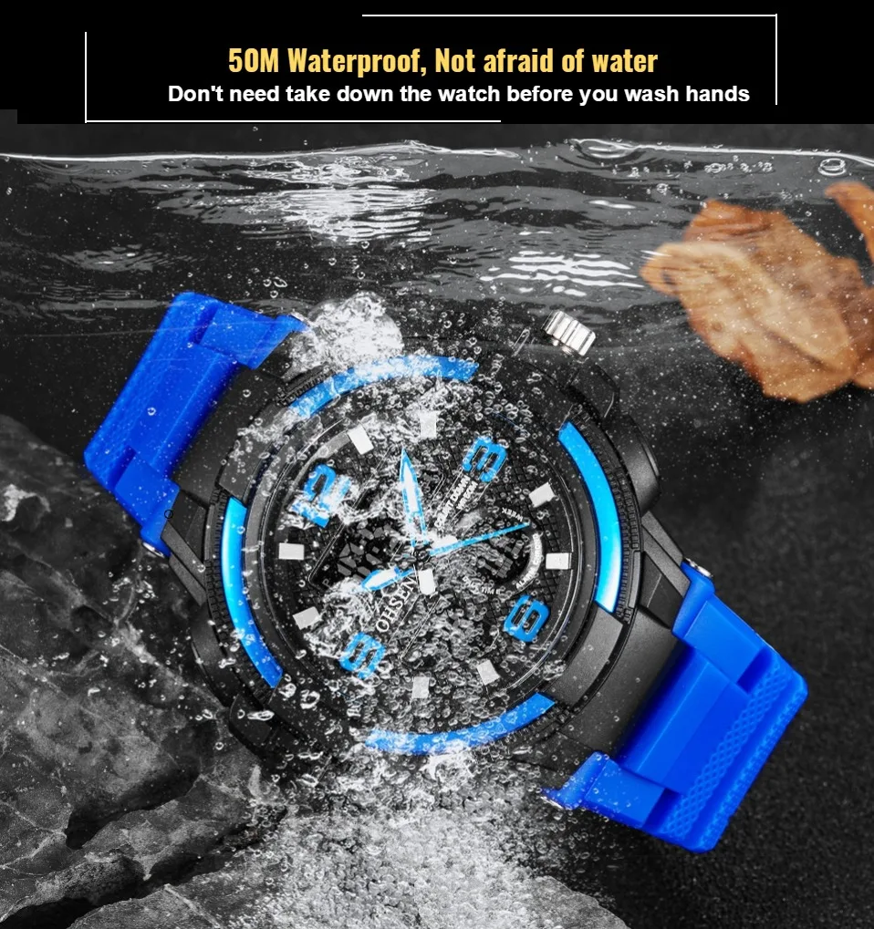 Digital Sport Watch for Men Dual time Waterproof Dual Time Tactical Men\'s Watches Red Silicone Quartz Male Military Clocks