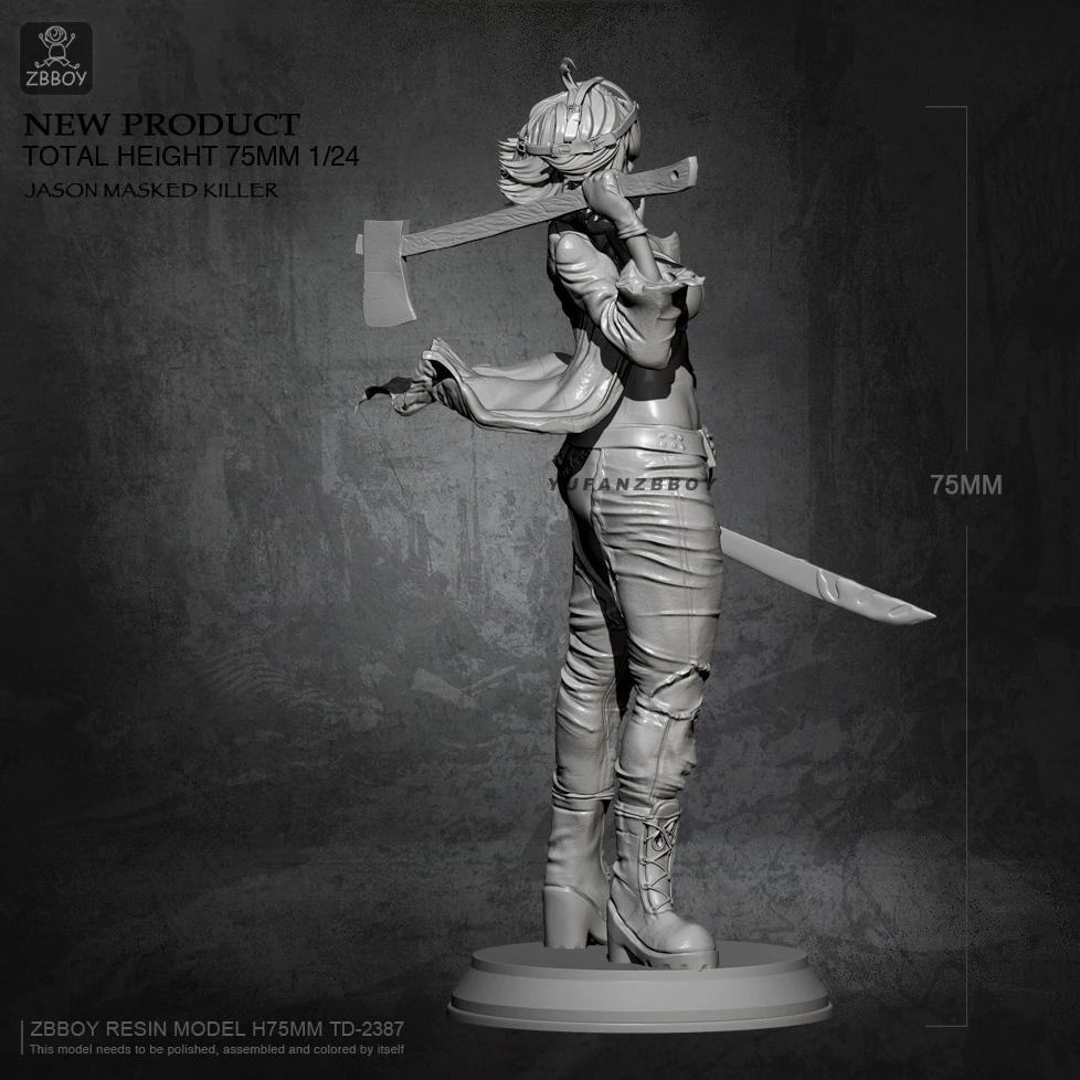 75mm Resin model kits Mask beauty self-assembled TD-2340