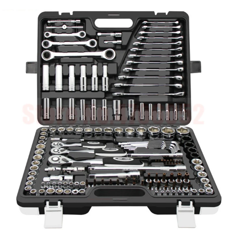 Hand Tool Set General Household Hand Tool Kit with Plastic Toolbox Storage Case Socket Wrench Screwdriver For Auto repair tools