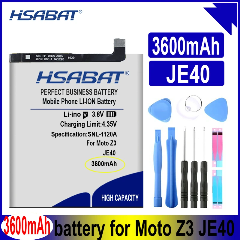 HSABAT JE40 3600mAh Battery for Motorola Moto Z3 G7, One, P30 Play, XT1941-2, XT1941-3, XT1941-5, XT1962-1, XT1962-4,XT1962-5