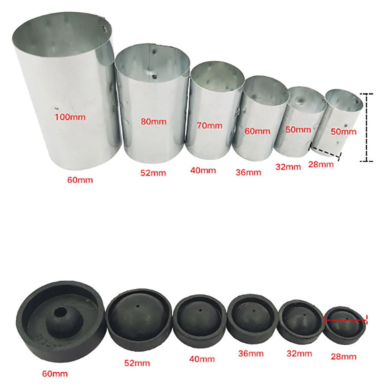 5PCS Round Casting Steel Box for Plaster Mold Mould with Rubber Base Bucket for Jewelry Casting Plaster Gypsum Mould Tool