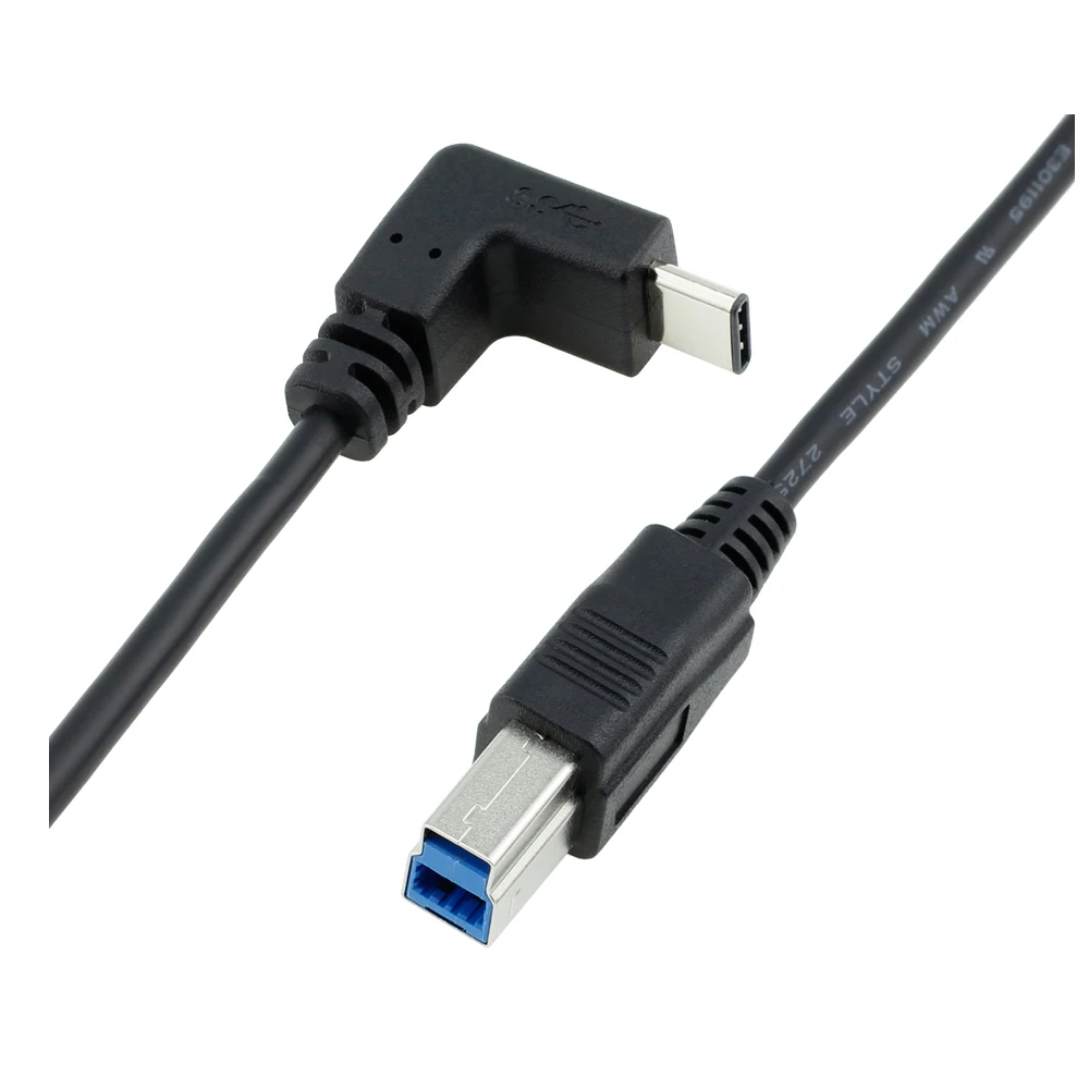 USB 3.1 Type C to USB 3.0 BM Male Printer Port Cable USB-C Side Bend Right Left Angel Cable