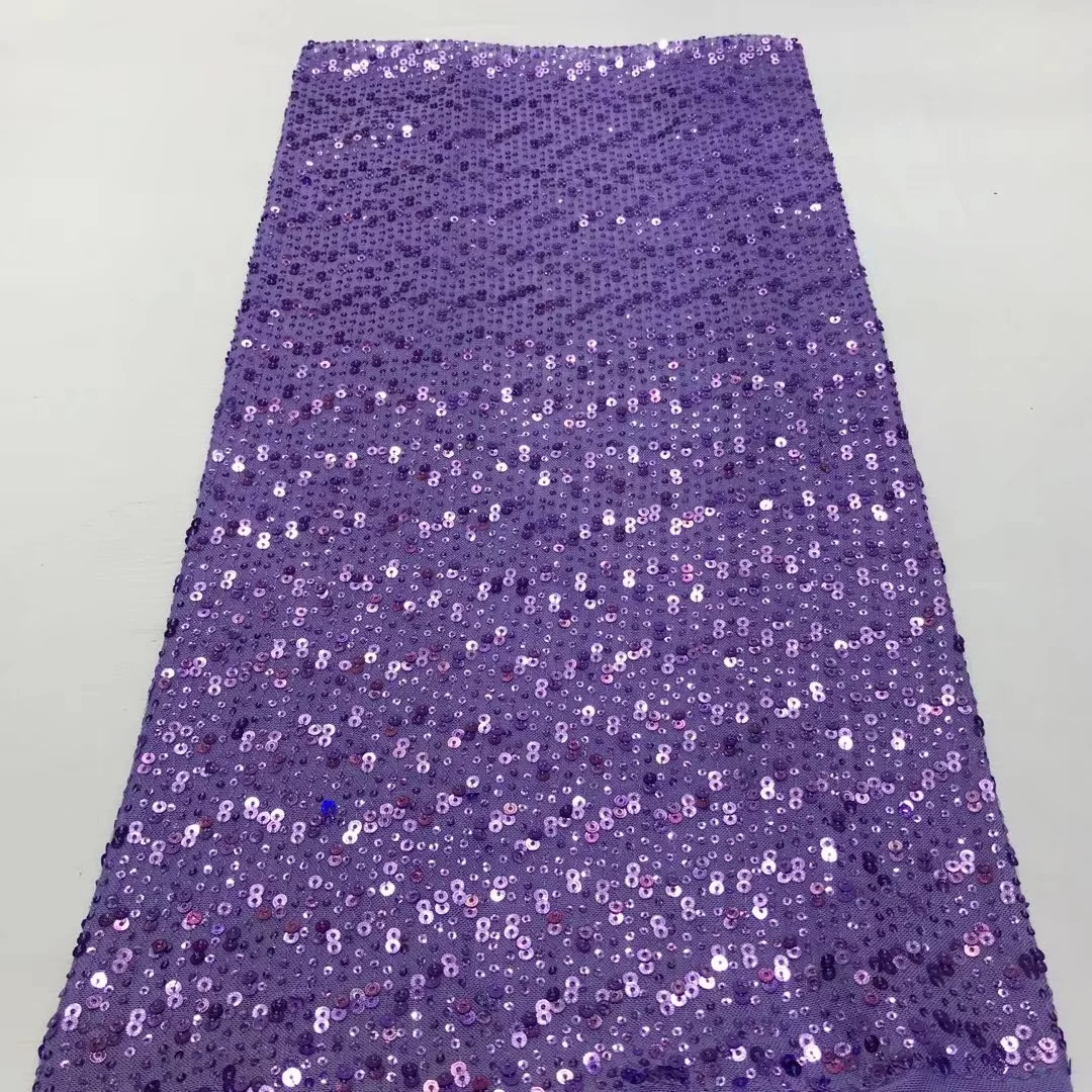 

(5yards/pc) Soft and stretch French net lace lilac purple African sequins lace fabric newest design for party dress FJY335