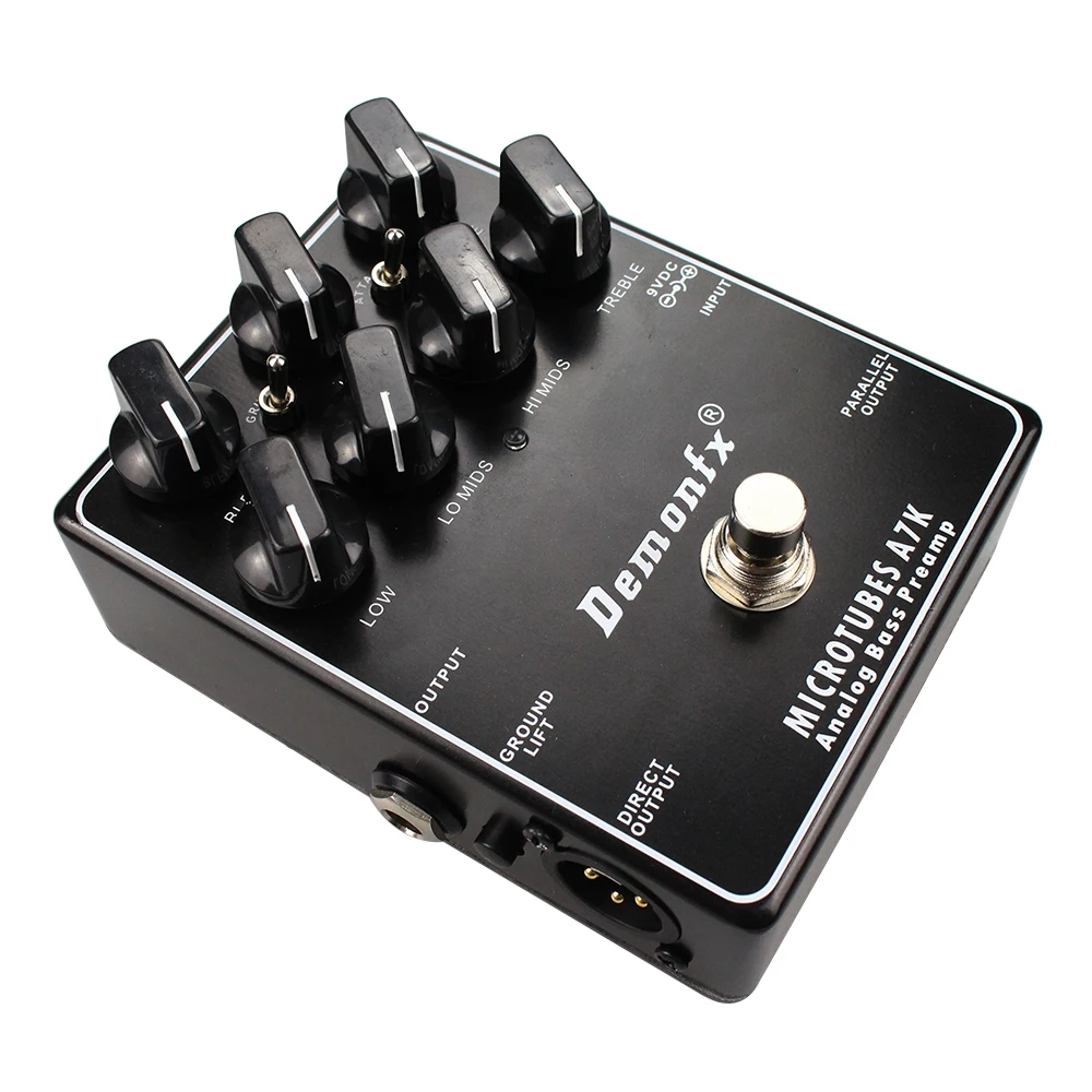 Demonfx Analog Bass Preamp Bass Effect Pedal Overdrive Preamp Compressor High Quality MICROTUBES A7K