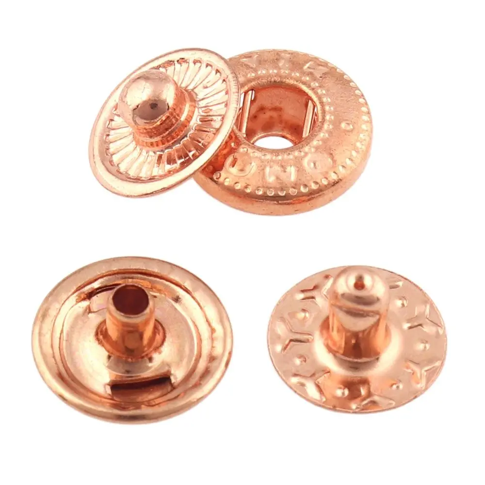 50sets Metal Snap Fastener Press Button 10mm Rose gold Fasteners Studs Canvas for Sewing Leather Craft Clothes Bags Handmade DIY